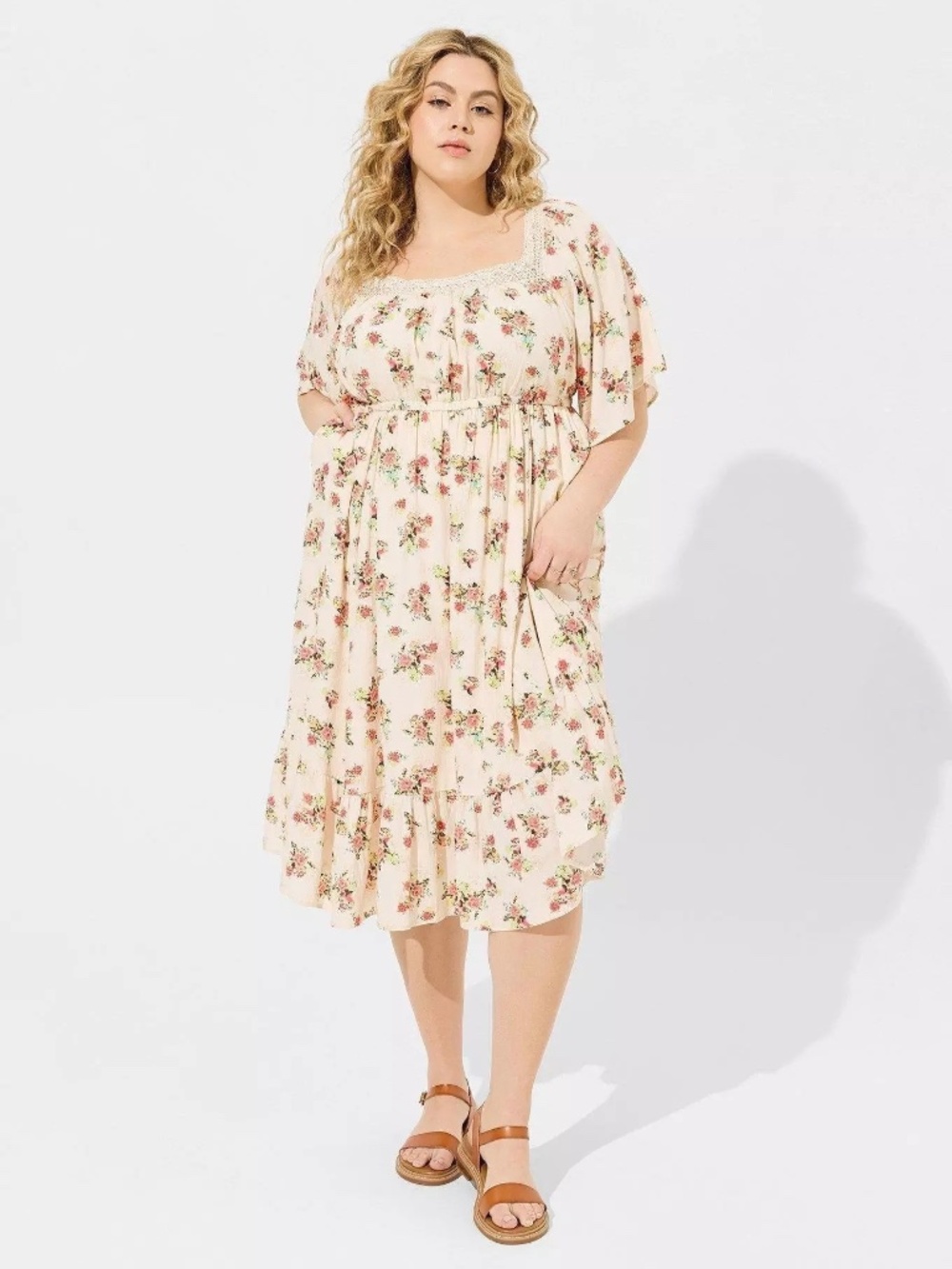 Torrid Midi Length Washable Gauze Peasant Dress Size 0 Large 12-14 Like New